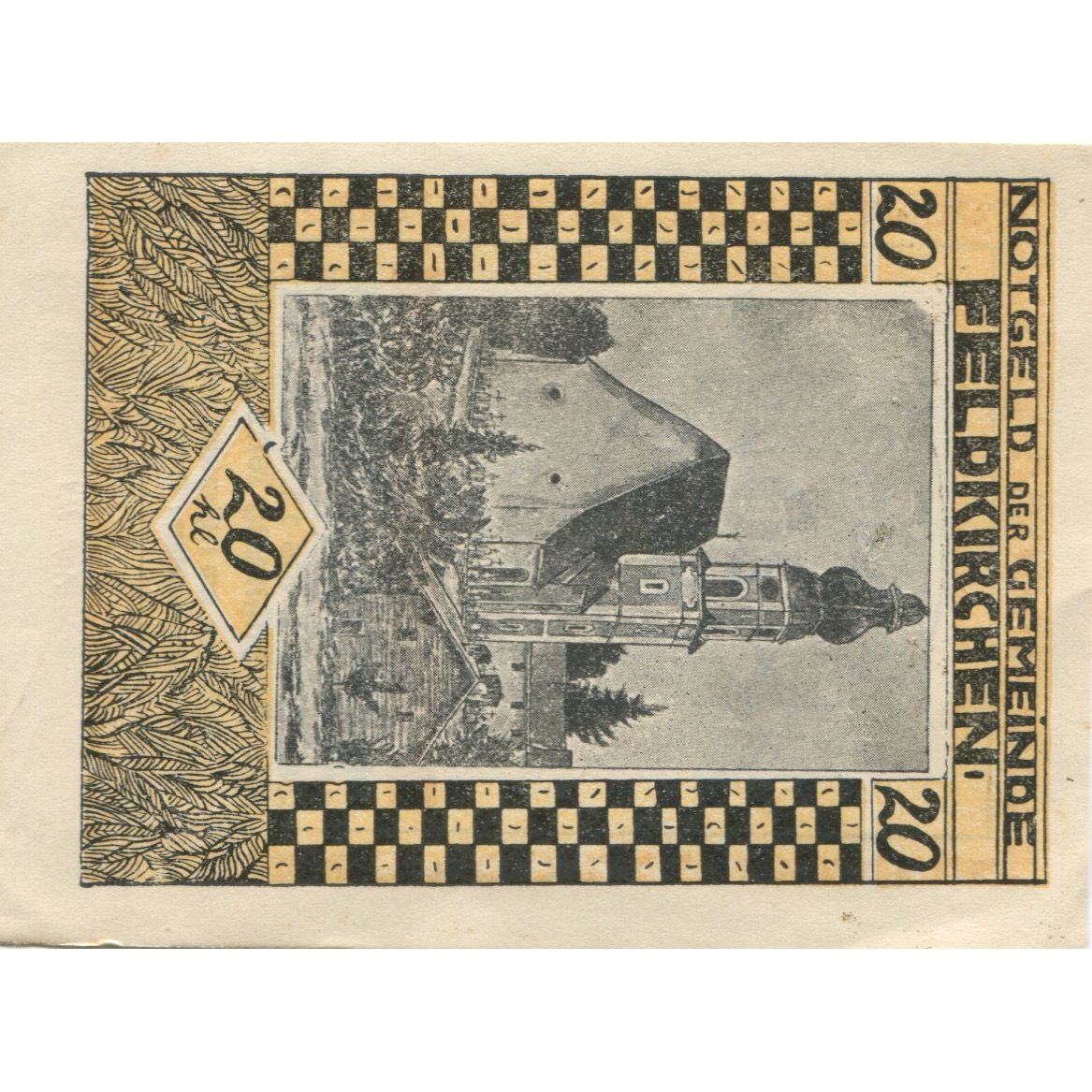 Banknote, Austria, Feldkirchen, 20 Heller, Eglise, 1920, UNC(63), Mehl:FS 197a