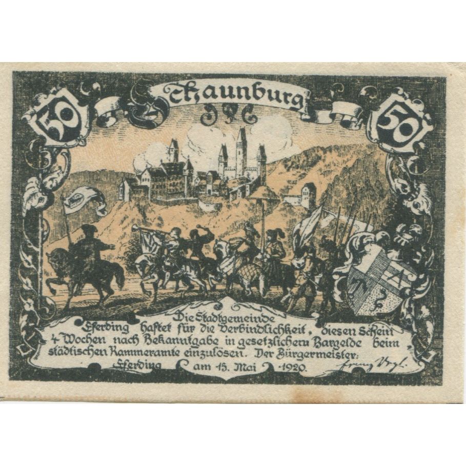 Banknote, Austria, Eferding, 50 Heller, château, 1920 UNC(60-62) Mehl:FS 152IV
