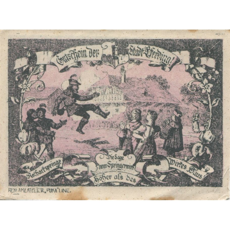 Banknote, Austria, Eferding, 75 Heller, danse, 1920 AU(55-58) Mehl:FS 152IV