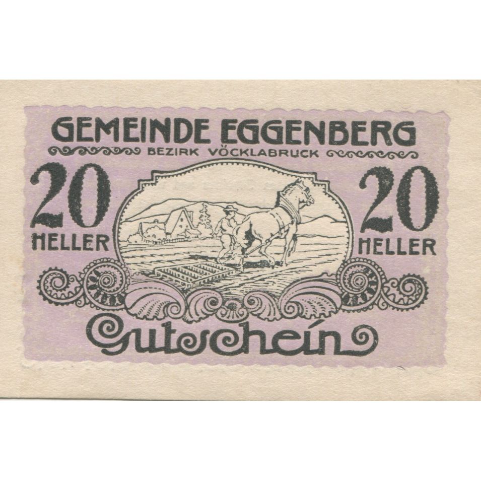 Banknote, Austria, Eggenberg, 20 Heller, champs, 1920, UNC(63), Mehl:FS 161
