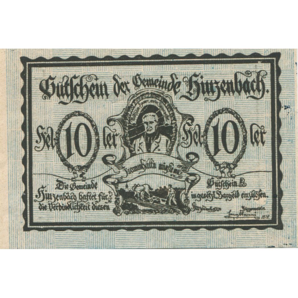 Banknote, Austria, Hinzenbach, 10 Heller, portrait, 1920 UNC(63) Mehl:FS 378IIa