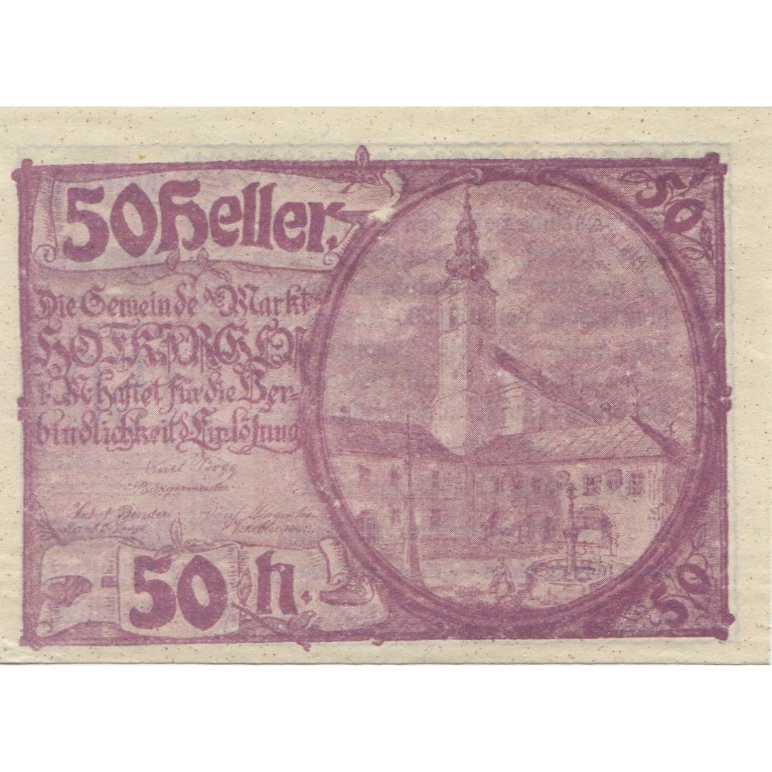 Banknote, Austria, Hofkirchen, 50 Heller, Eglise, 1920, UNC(63), Mehl:FS 386Id2