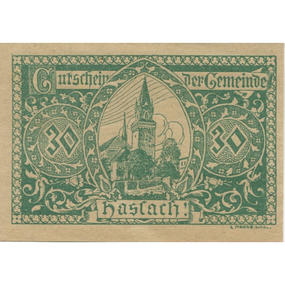 Banknote, Austria, Haslach, 30 Heller, Eglise, 1920, UNC(63) Mehl:FS 355