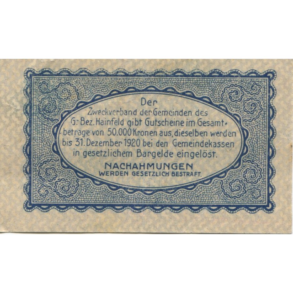 Banknote, Austria, Hainfeld, 20 Heller, château 1920-12-31, UNC(63) Mehl:FS 340a
