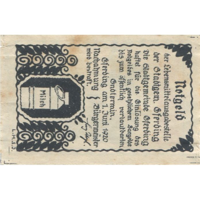 Banknote, Austria, Eferding, 30 Heller, Bovin, 1920 AU(55-58) Mehl:FS 152Va
