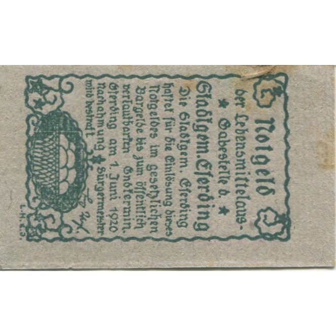 Banknote, Austria, Eferding, 15 Heller, Coq 1, 1920 AU(55-58) Mehl:FS 152Va