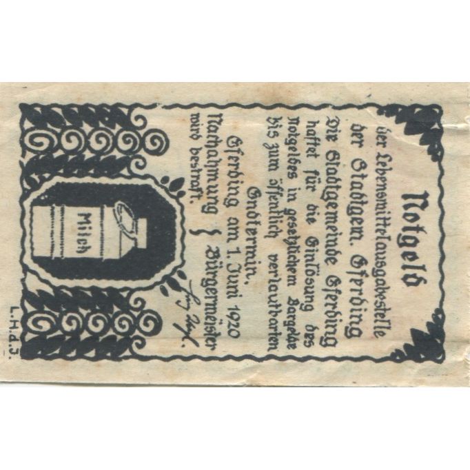 Banknote, Austria, Eferding, 30 Heller, Boeuf, 1920 AU(55-58) Mehl:FS 152Va