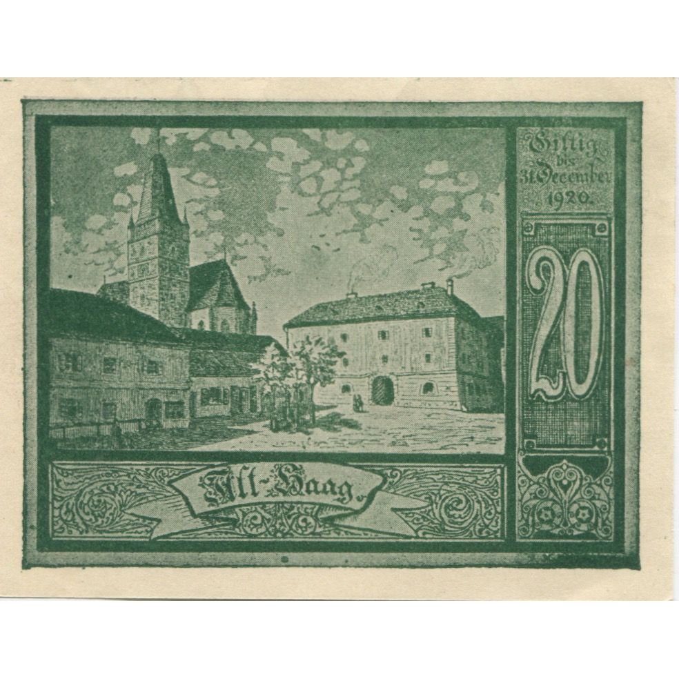 Banknote, Austria, Haag, 20 Heller, ange, 1920, UNC(63), Mehl:FS 322a