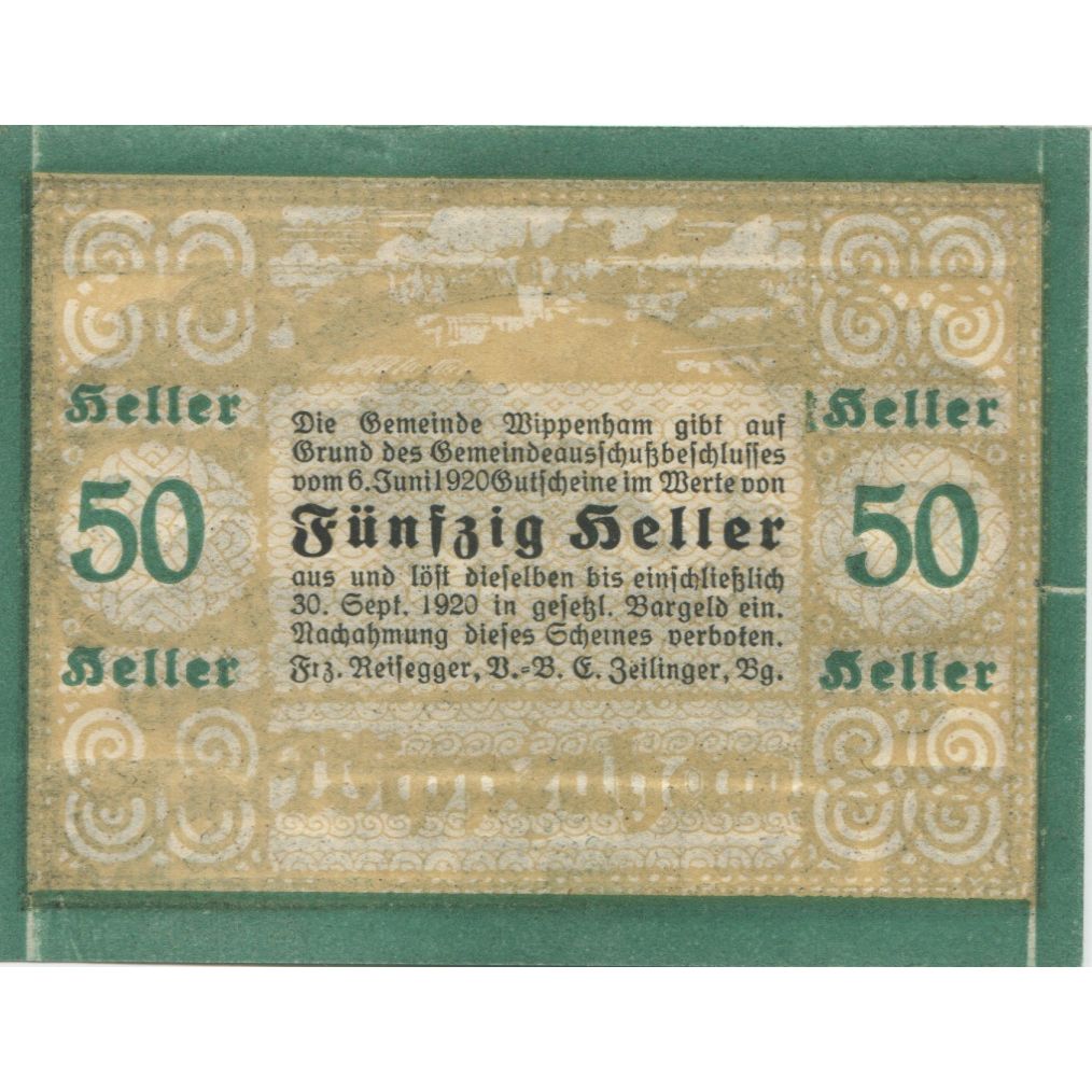 Banknote, Austria, Wippenham, 50 Heller, cheval, 1920 UNC(63) Mehl:FS 1247a