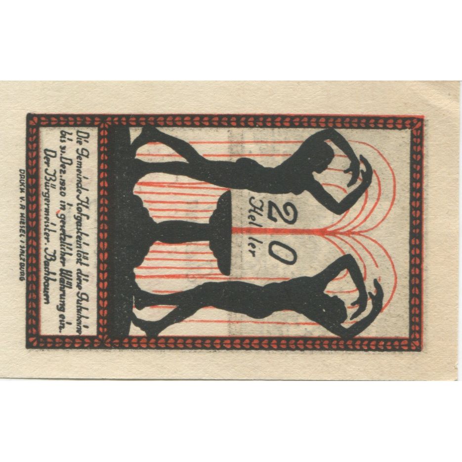 Biljet, Oostenrijk, Hofgastein, 20 Heller, village 1920-12-31, SPL Mehl:FS 384Ia