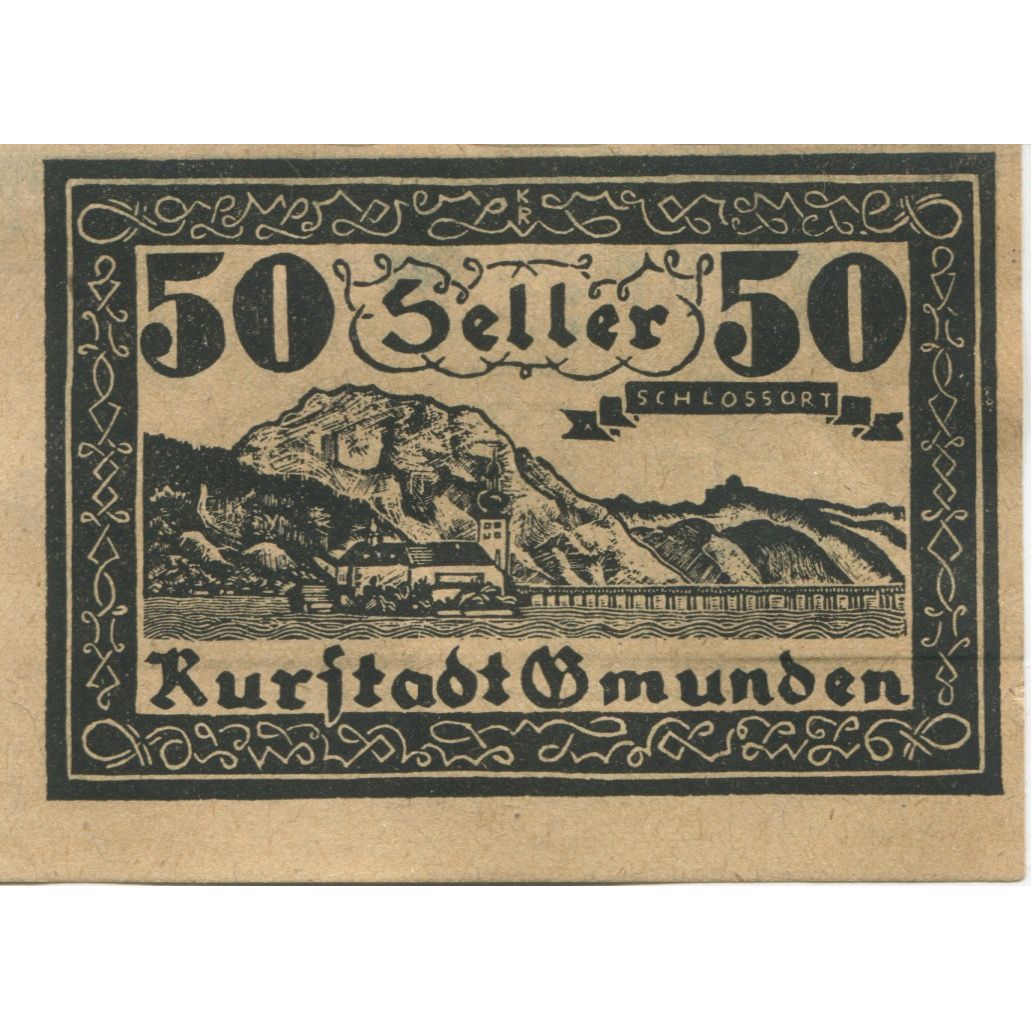 Banknote, Austria, Gmunden, 50 Heller, montagne, 1920 UNC(63) Mehl:FS 240III