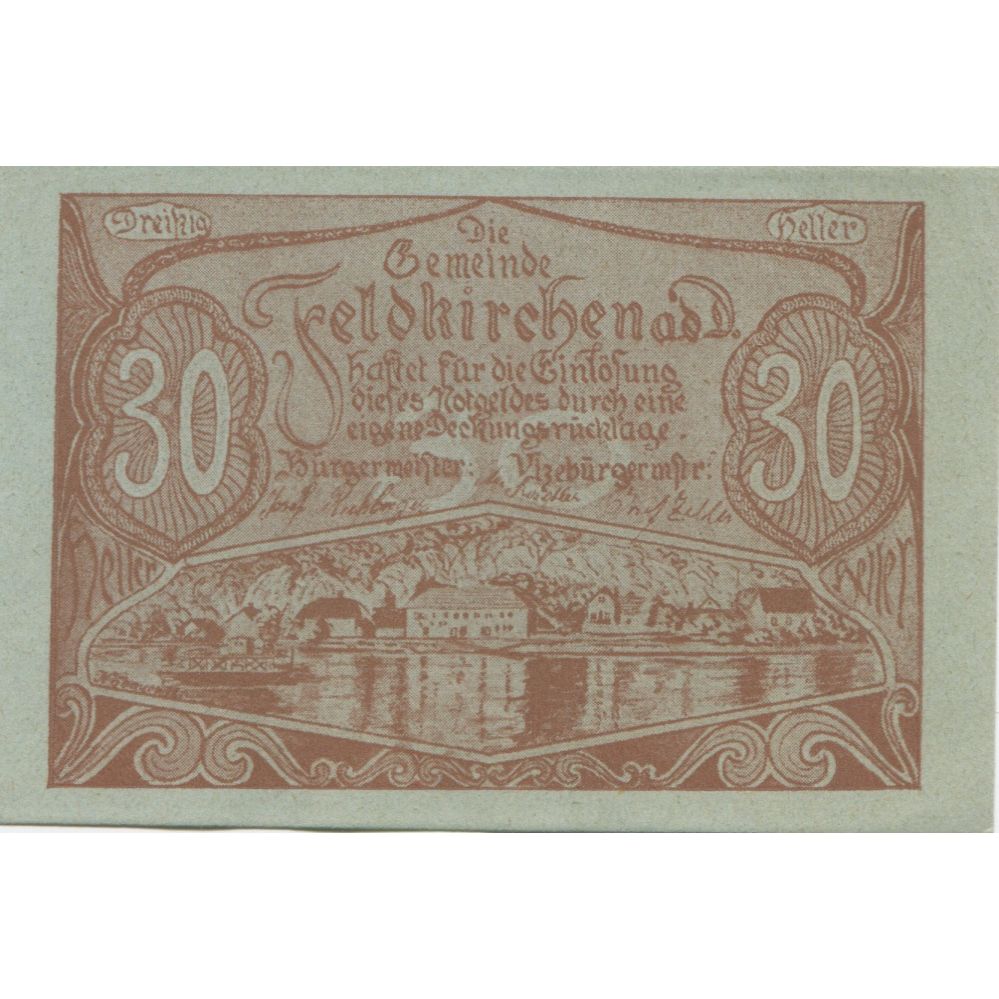 Banknote, Austria, Feldkirchen, 30 Heller, paysage, 1920, UNC(63), Mehl:FS 197a