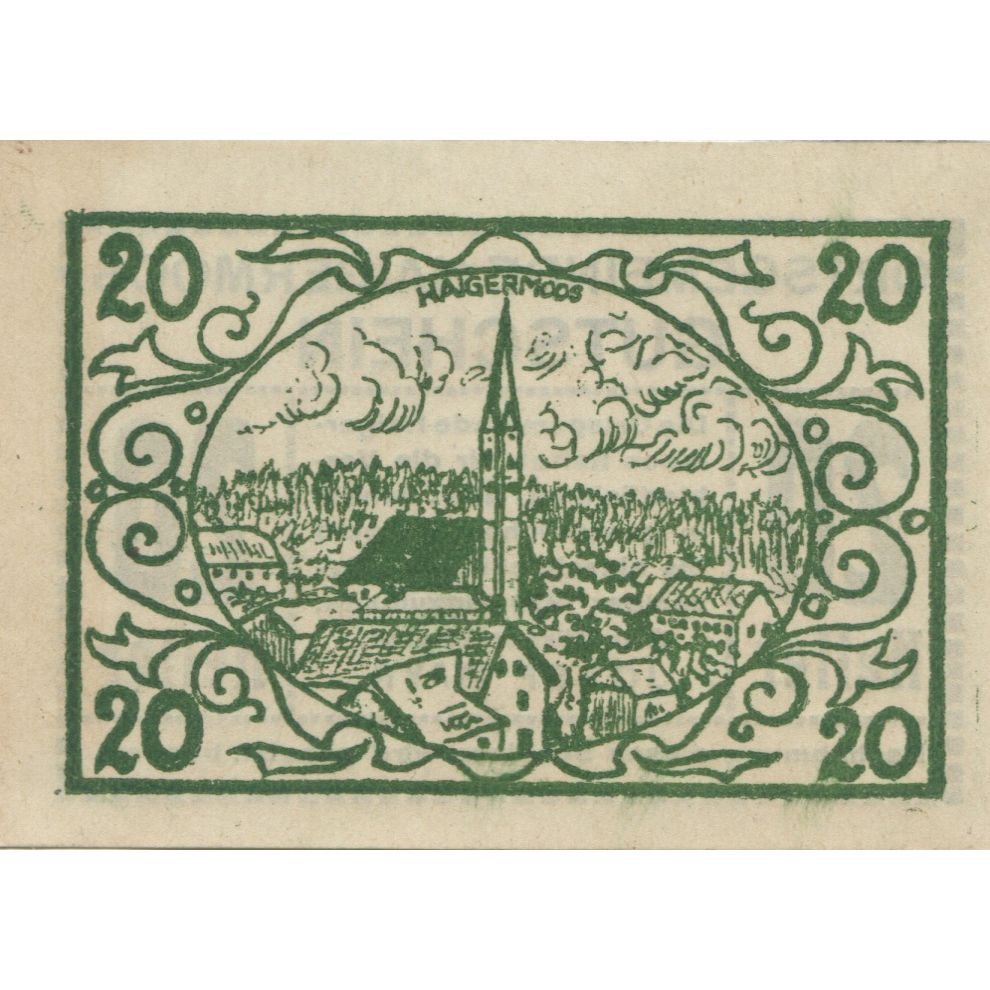 Banknote, Austria, Haigermoos, 20 Heller, Eglise, 1920 UNC(63) Mehl:FS 336