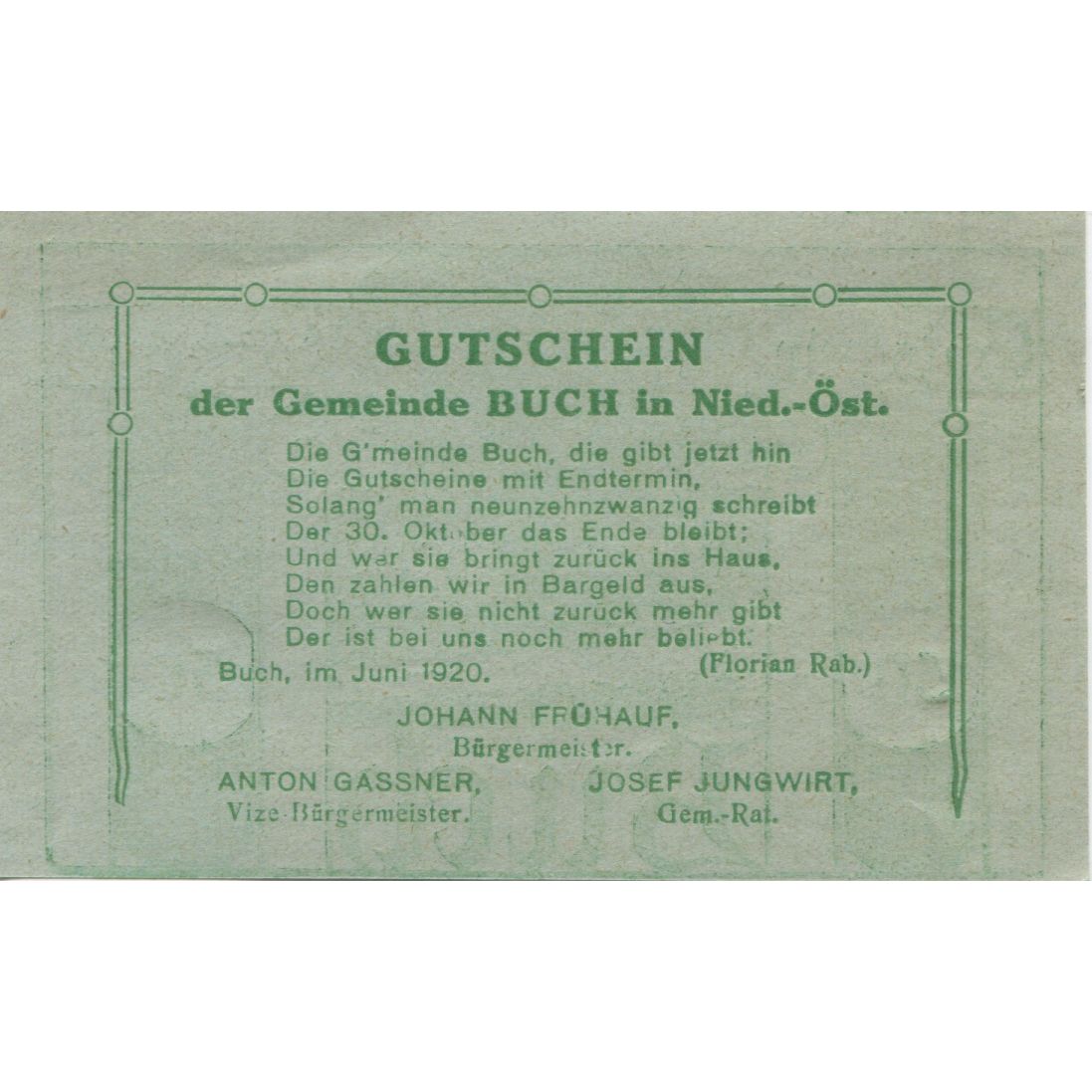 Banknote, Austria, Buch, 50 Heller, chemin 1920-10-30, UNC(63) Mehl:FS 113a