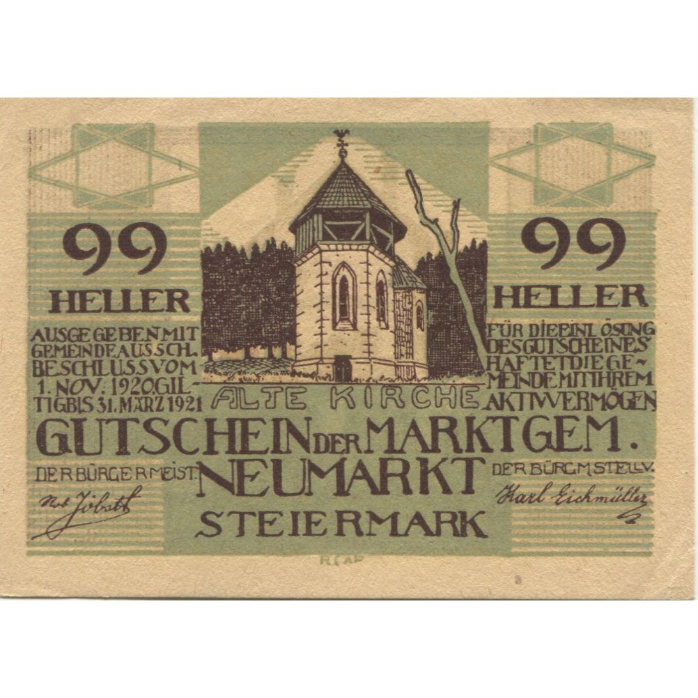 Banknote, Austria, Steiermark, 99 Heller, tour 3, 1920, UNC(63), Mehl:FS 1014a