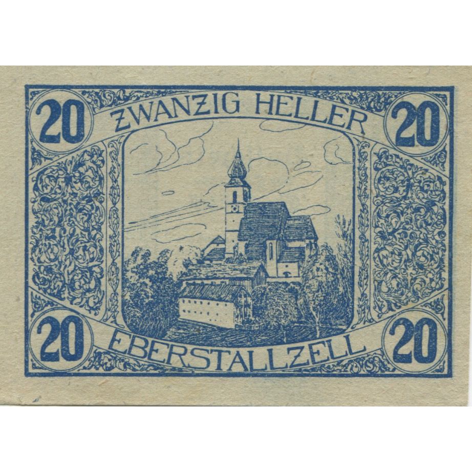Banknote, Austria, Eberstalzell, 20 Heller, Eglise, 1920, UNC(63) Mehl:FS 146