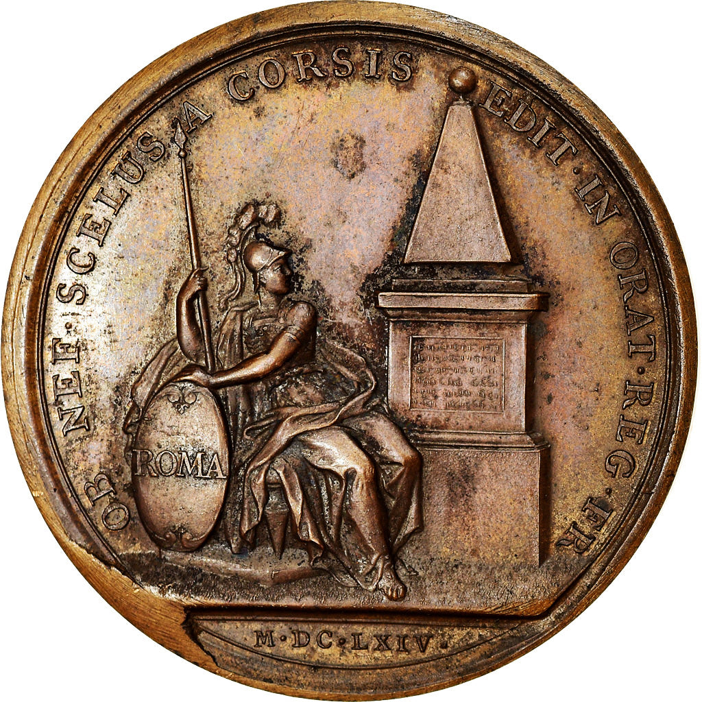 France, Medal, Louis XIV, Pyramide Elevée à Rome, History, 1664, Mauger