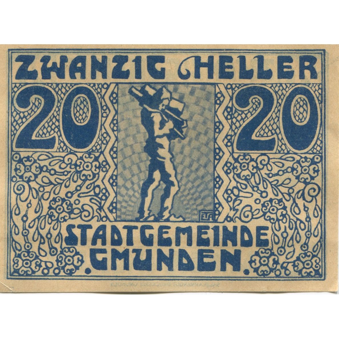 Geldschein, Österreich, Gmunden, 20 Heller, Texte, 1920 UNZ- Mehl:FS 240IIb