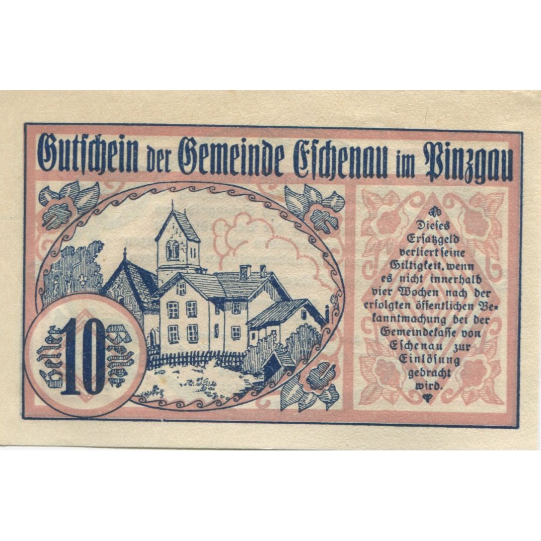 Banknote, Austria, Eschenau, 10 Heller, Maison, 1920, UNC(63), Mehl:FS 188a