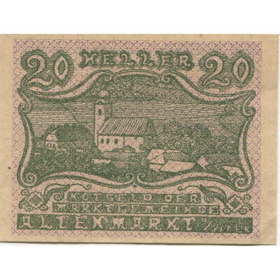 Banknote, Austria, Altenmarkt, 20 Heller, village, 1920 UNC(63) Mehl:FS 29b