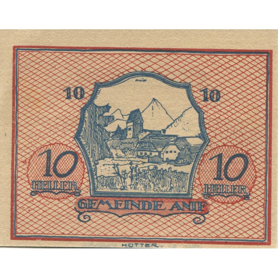 Geldschein, Österreich, Anif, 10 Heller, village 1920-12-15, UNZ- Mehl:FS 43b