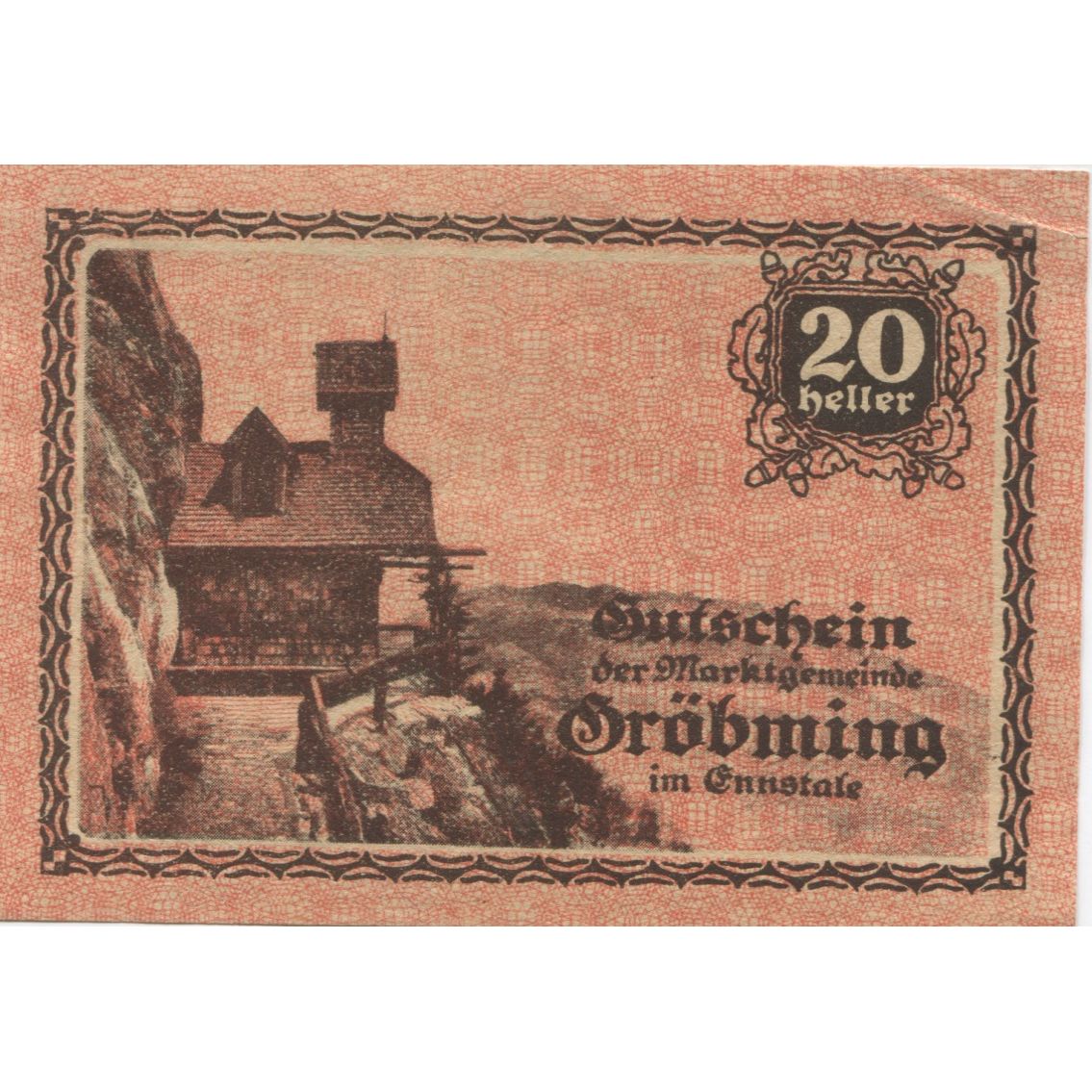 Billet, Autriche, Gröbming, 20 Heller, chalet 1920-12-31, SPL Mehl:FS 289a