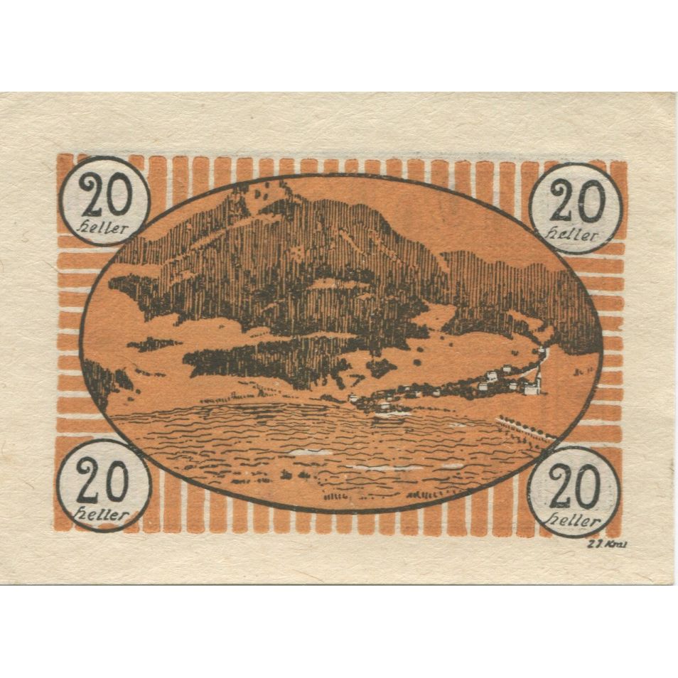 Banknote, Austria, Fuschl, 20 Heller, paysage, 1922 UNC(63) Mehl:FS 215e