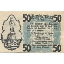 Banknote, Austria, Schlierbach, 50 Heller, château, 1920 UNC(63) Mehl:FS 962I