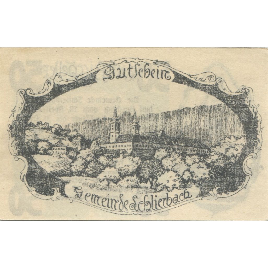 Banknote, Austria, Schlierbach, 50 Heller, château, 1920 UNC(63) Mehl:FS 962I