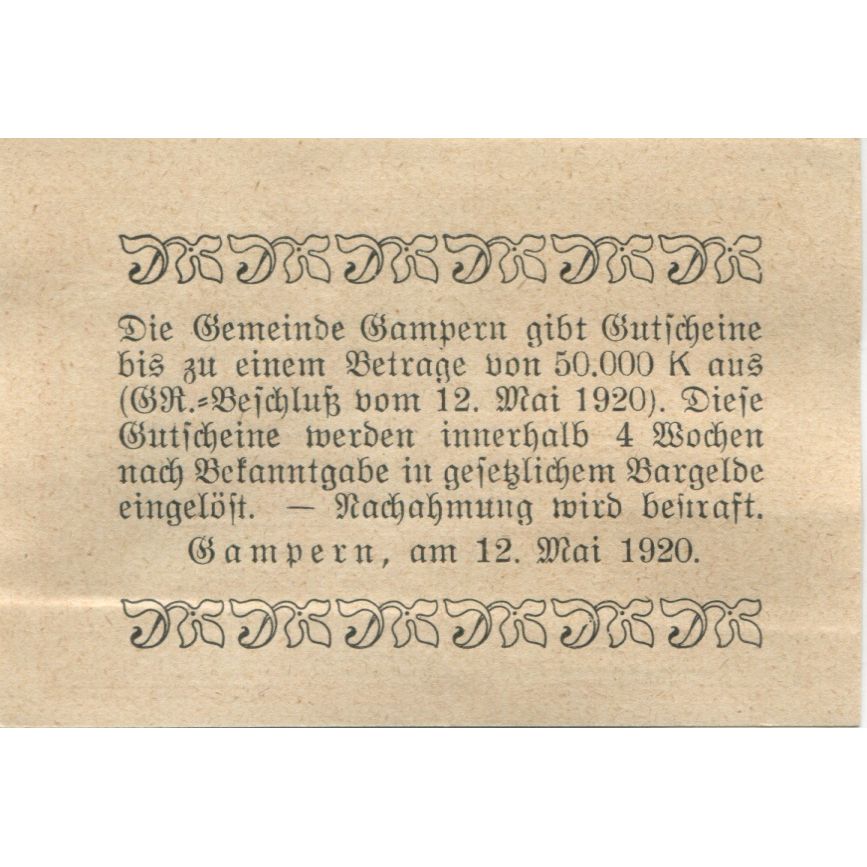 Banknote, Austria, Gampern, 20 Heller, Eglise, 1920, UNC(63), Mehl:FS 221