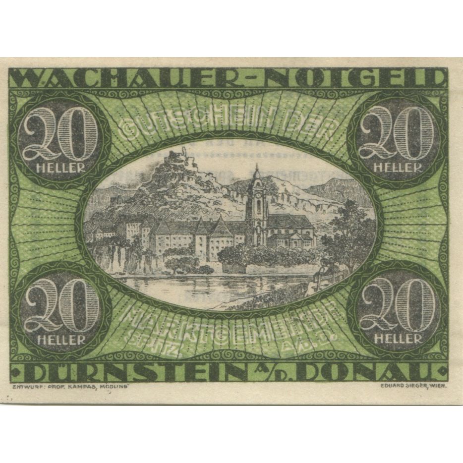 Billet, Autriche, Dürnstein, 20 Heller, paysage 1920-09-30, SPL Mehl:FS 1122