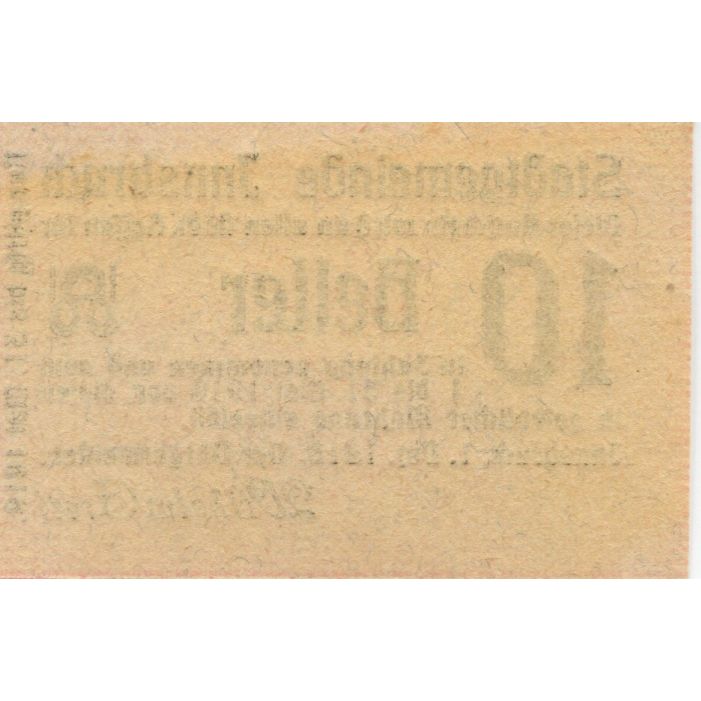 Banknote, Austria, Innsbruck, 10 Heller, Texte, 1919 UNC(63) Mehl:FS 409a