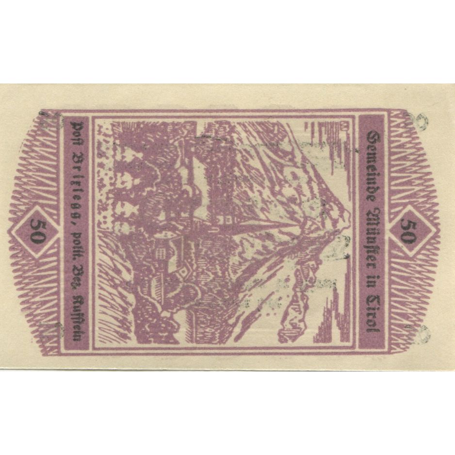 Banknote, Austria, Munster, 50 Heller, paysage 1920-11-01, UNC(63) Mehl:FS 635a