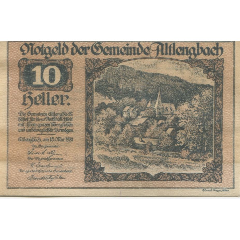 Geldschein, Österreich, Altlengbach, 10 Heller, village, 1920 UNZ- Mehl:FS 33a