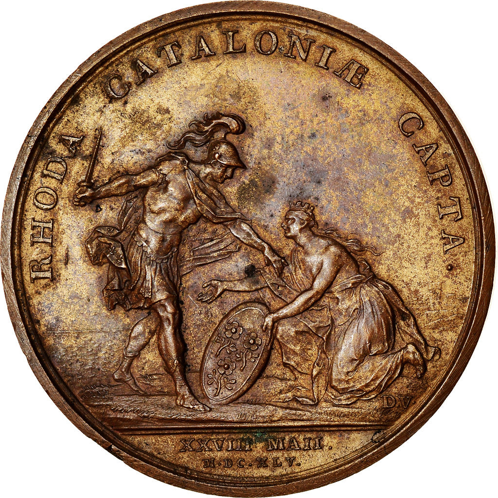 France, Medal, Louis XIV, Prise de Rosas, History, 1645, Mauger, Restrike