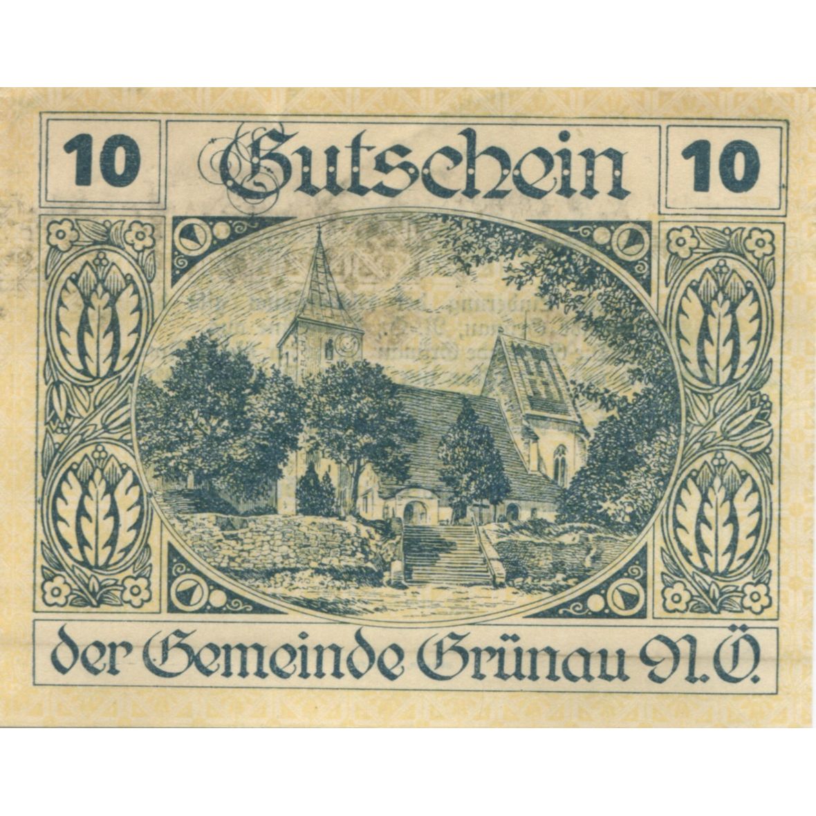 Banknote, Austria, Grünau, 10 Heller, Eglise, 1920 UNC(63) Mehl:FS 299