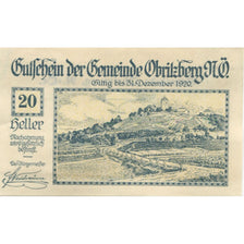 Banknote, Austria, Obritzberg, 20 Heller, paysage, 1920 UNC(63) Mehl:FS 701a