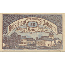 Banknote, Austria, St Johann, 50 Heller, village, 1920 UNC(63) Mehl:FS 897d
