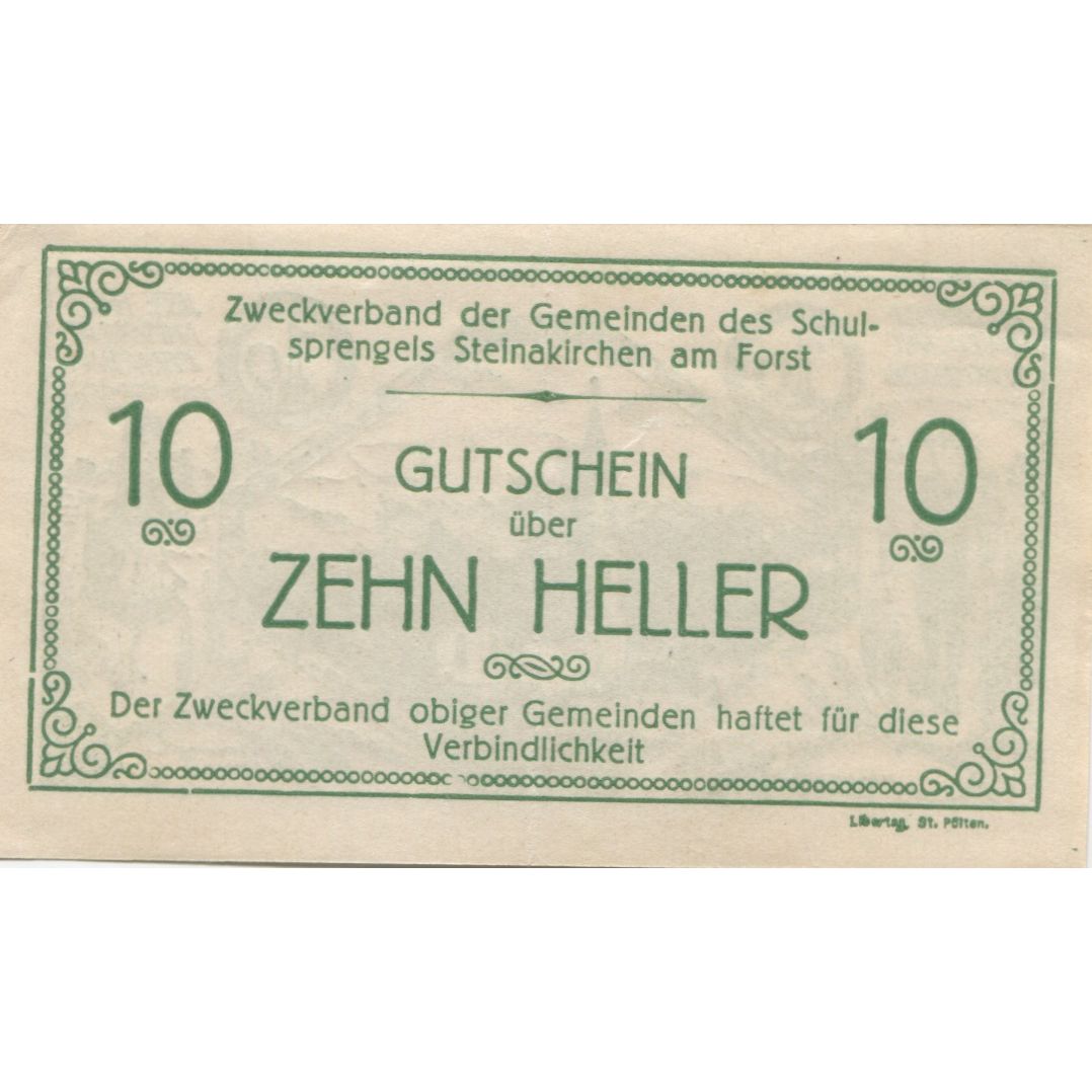Banknote, Austria, Steinakirchen, 10 Heller, Eglise, 1920 UNC(63) Mehl:FS 1022