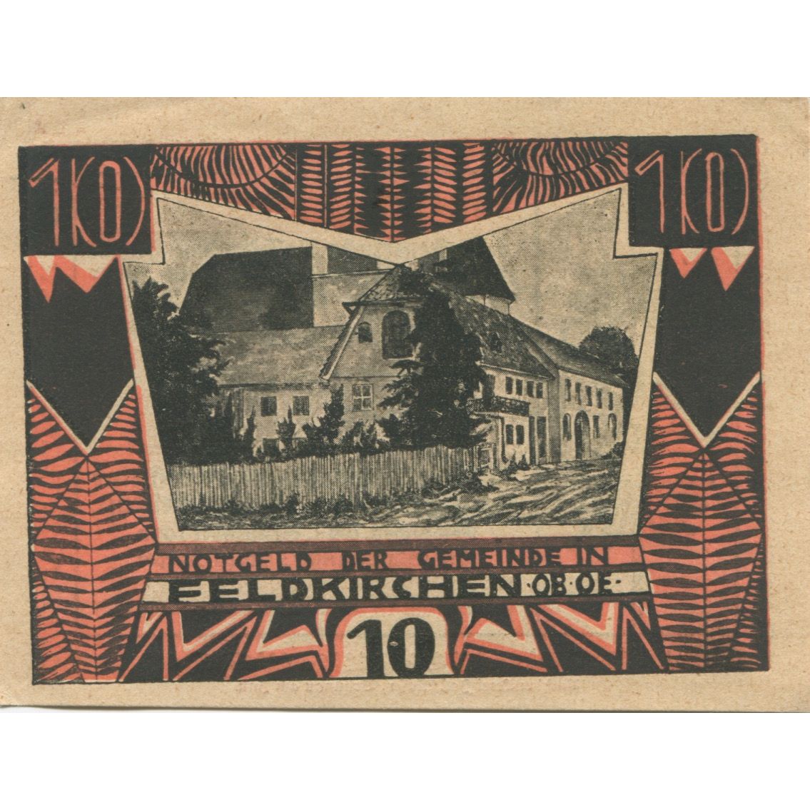 Banknote, Austria, Feldkirchen, 10 Heller, château, 1921 UNC(63) Mehl:FS 196a