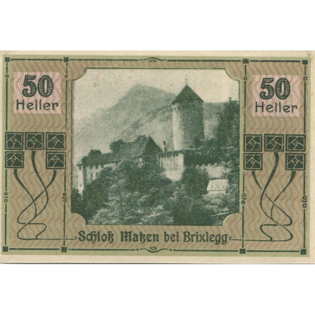 Geldschein, Österreich, Brixlegg, 50 Heller, portrait 1920 UNZ- Mehl:FS 104c