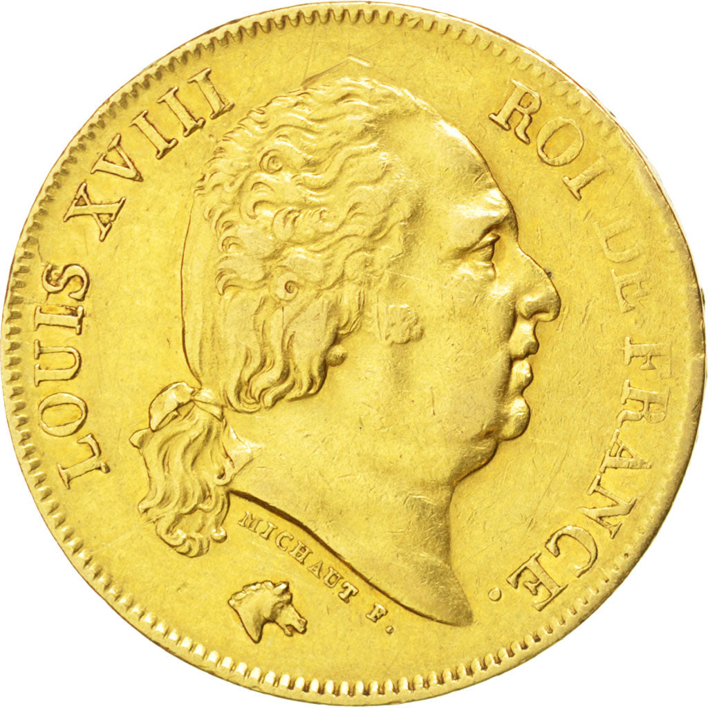 FRANCE, Louis XVIII, 40 Francs, 1818, Lille, KM #713.6, EF(40-45), Gold,...