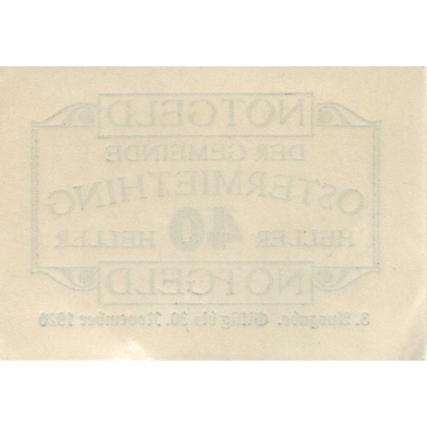 Banknote, Austria, Ostermiething, 40 Heller, Texte, 1920 UNC(63) Mehl:FS 713IIIj