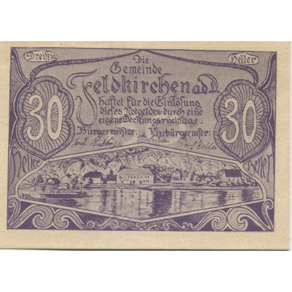 Banknote, Austria, Feldkirchen, 30 Heller, village, 1920, UNC(63), Mehl:FS 197a