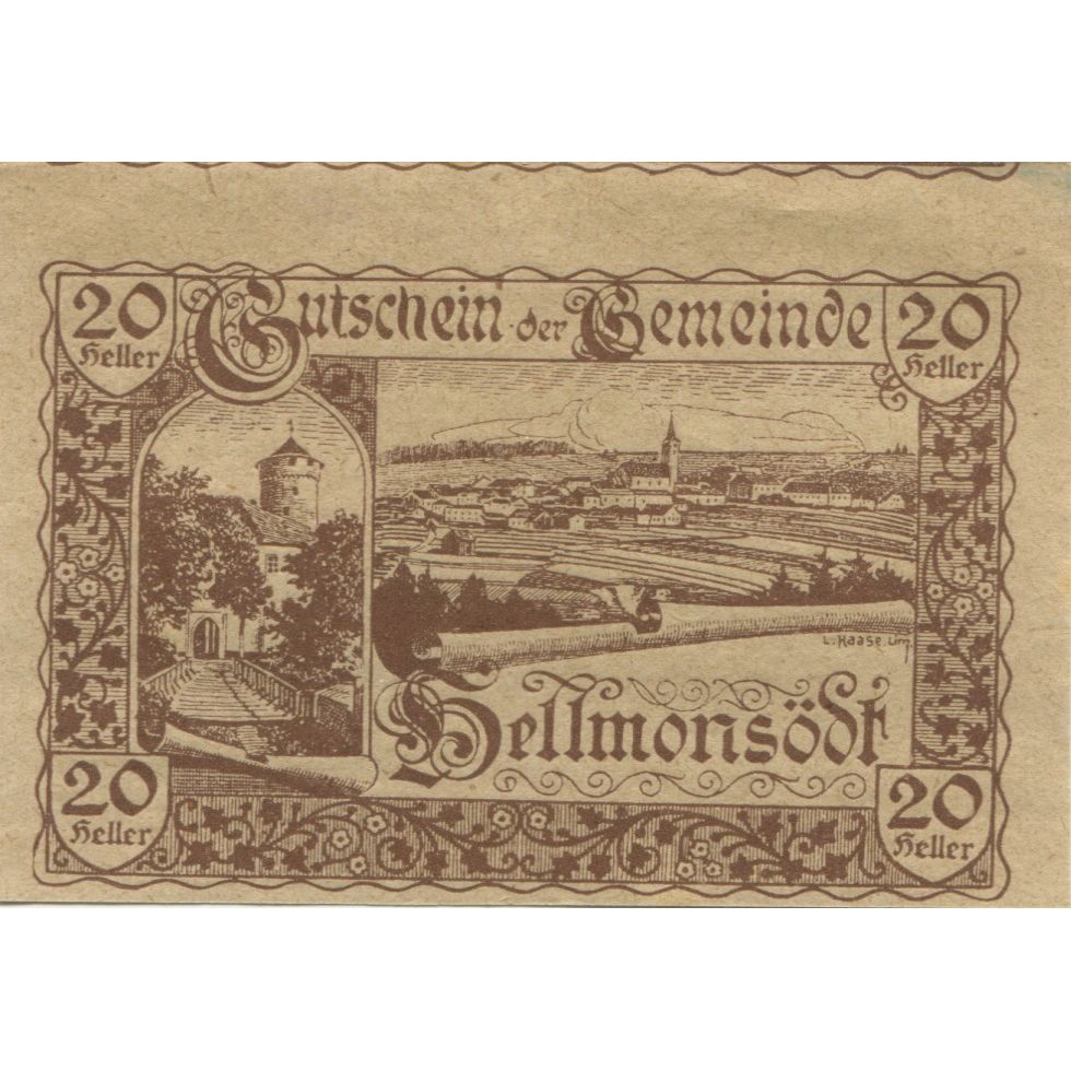 Biljet, Oostenrijk, Hellmonsodt, 20 Heller, paysage, 1920, SPL, Mehl:FS 364
