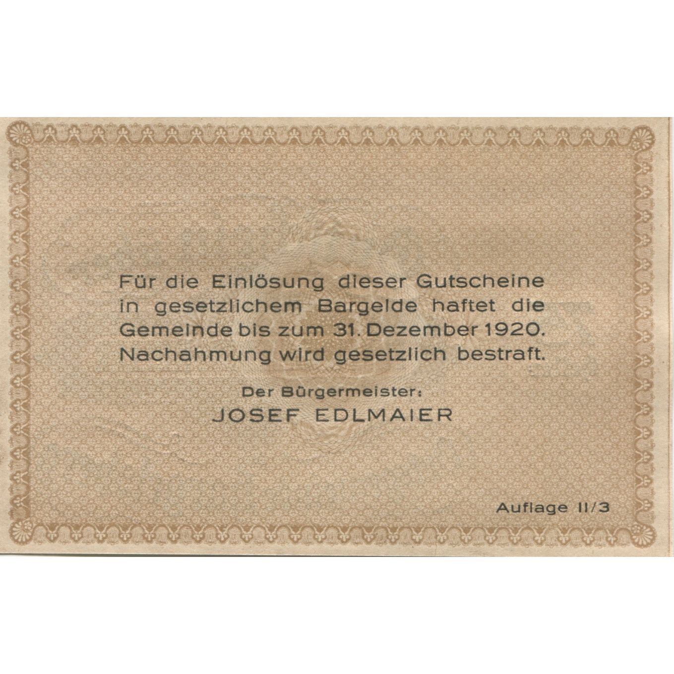 Biljet, Oostenrijk, Hargelsberg, 75 Heller, Texte 1920-12-31, SPL Mehl:FS 349IIc