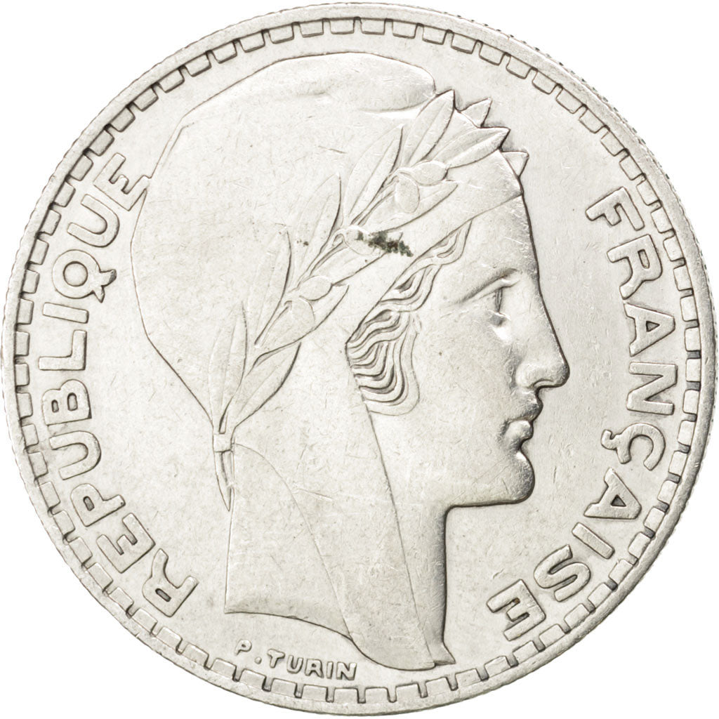 FRANCE, Turin, 20 Francs, 1937, Paris, KM #879, EF(40-45), Silver, 35, Gadoury..