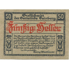 Banknote, Austria, Geinberg, 50 Heller, château, 1920 UNC(63) Mehl:FS 228a