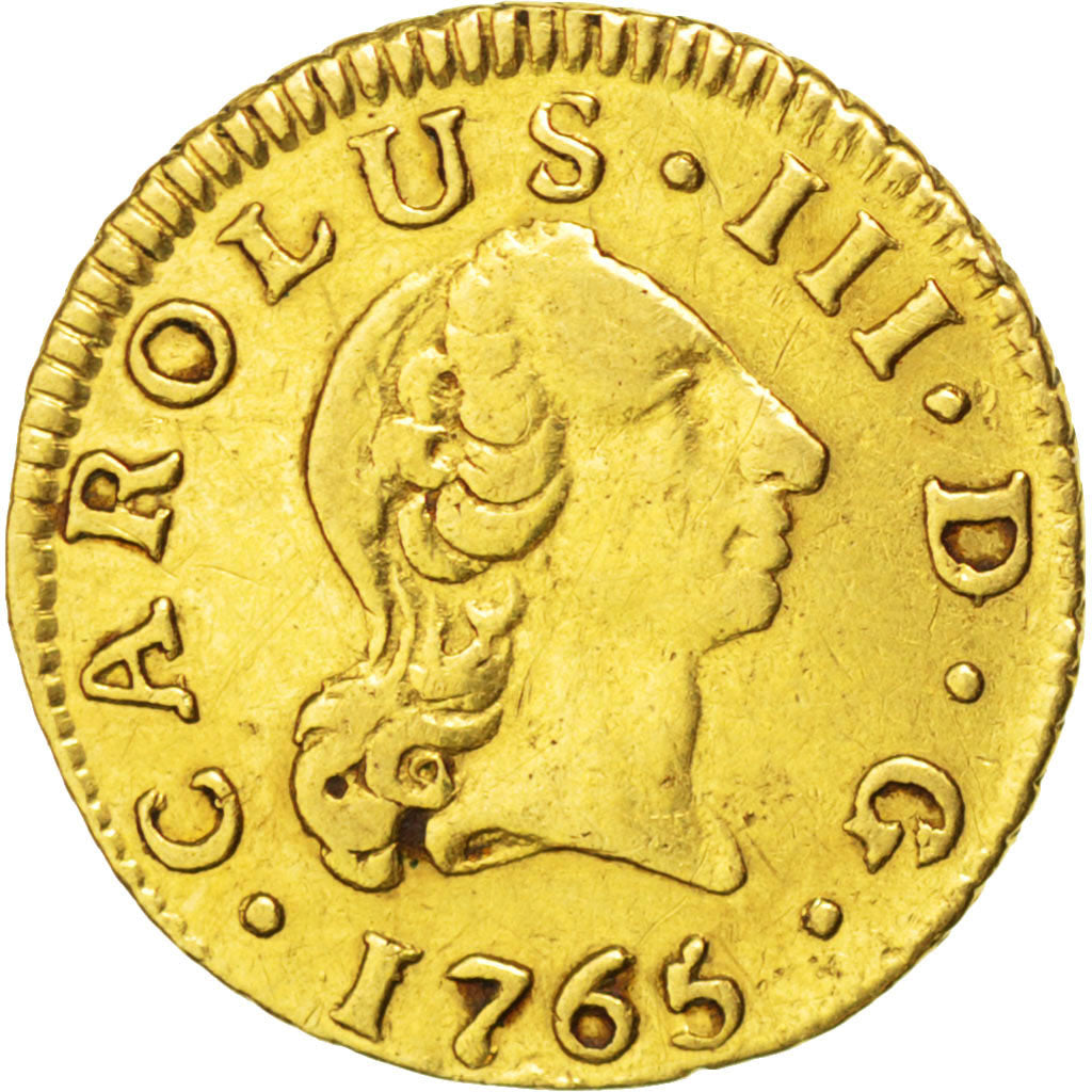 Spain, 1/2 Escudo, 1765, Sevilla, KM #389.2, EF(40-45), Gold, 1.76
