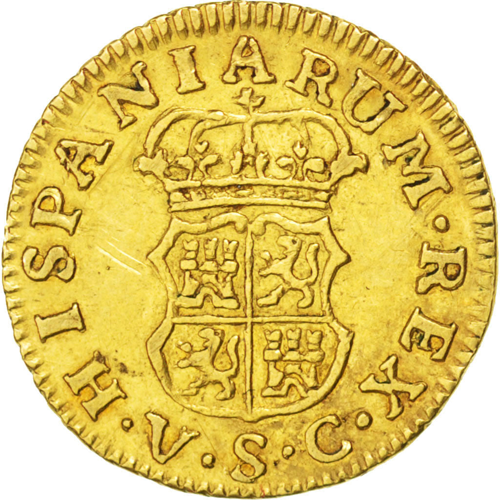 Spain, 1/2 Escudo, 1765, Sevilla, KM #389.2, EF(40-45), Gold, 1.76